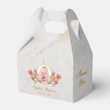 Girl Baptism Foto Marble Pink Magnolia Floral