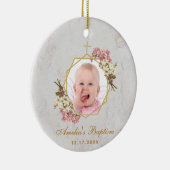 Girl Baptism Foto roze orchideeën Floral Gold Marb Keramisch Ornament (Rechts)