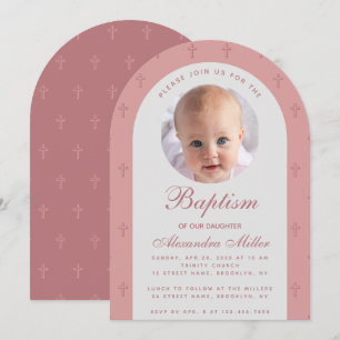 Girl Baptism Fotoroze Stusty Roos Arch Modern Kaart