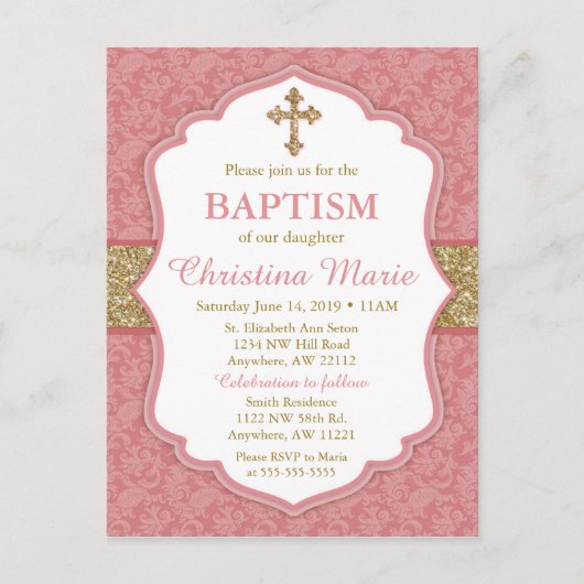 Girl Baptism Invitation Aankondigingskaart (Voorkant)