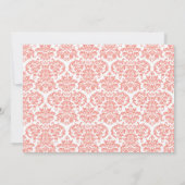 Girl Baptism Invitation Coral Red en Grey Damask Kaart (Achterkant)