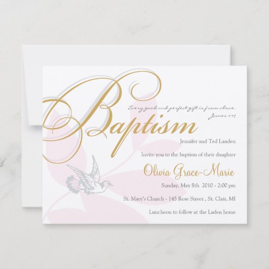 Girl Baptism Invitation Kaart (Voorkant)