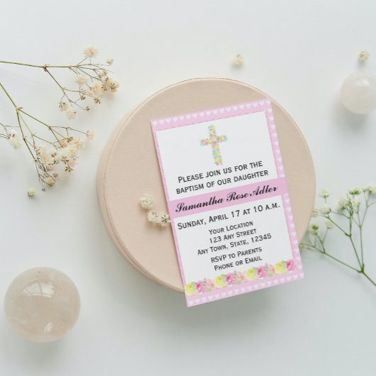Girl Baptism Invitation Kaart