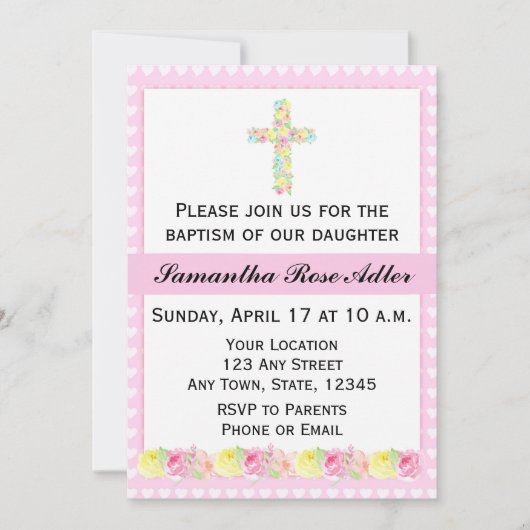 Girl Baptism Invitation Kaart (Voorkant)