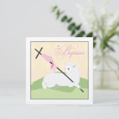 Girl Baptism Invitation - Litte Lamb Kaart (Staand voorkant)