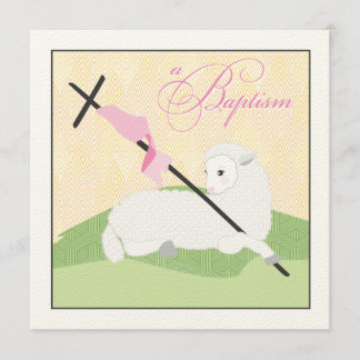 Girl Baptism Invitation - Litte Lamb Kaart