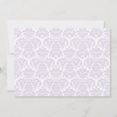 Girl Baptism Invitation Paars en Grey Damask Kaart (Achterkant)