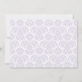 Girl Baptism Invitation Paars en Grey Damask Kaart (Achterkant)