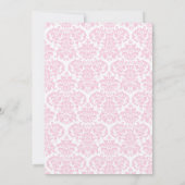 Girl Baptism Invitation Pink and Grey Damask Kaart (Achterkant)
