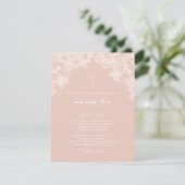 Girl Baptism Invitation Pink Lace Kaart (Staand voorkant)