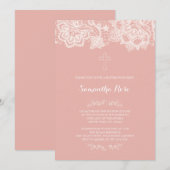 Girl Baptism Invitation Pink Lace Kaart (Voorkant / Achterkant)