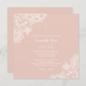 Girl Baptism Invitation Pink Lace Kaart (Voorkant / Achterkant)