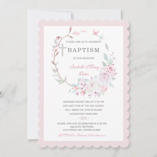 Girl Baptism Invitation Sjabloon Kaart (Voorkant)