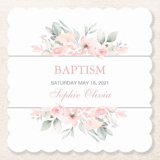 Girl Baptism Party Biedt Onderzetters voor tafelge (Voorkant)