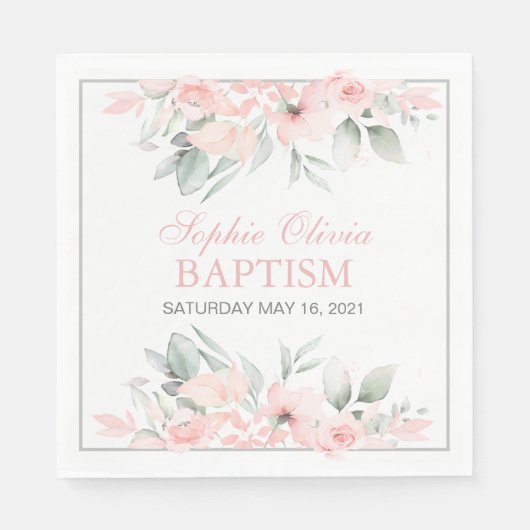 Girl Baptism Personalized Party Napkin Servet (Voorkant)