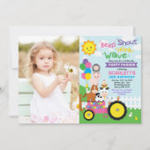 Girl Barnyard Boerderij rijdt met Birthday Party p Kaart (Voorkant)