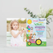 Girl Barnyard Boerderij rijdt met Birthday Party p Kaart (Staand voorkant)