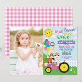 Girl Barnyard Boerderij rijdt met Birthday Party p Kaart (Voorkant / Achterkant)