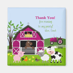 Girl Barnyard Farm Animals bedankt Magnet