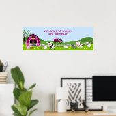 Girl Barnyard Farm Animals Birthday Banner Poster (Thuiskantoor)