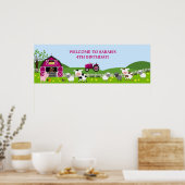 Girl Barnyard Farm Animals Birthday Banner Poster (Keuken)