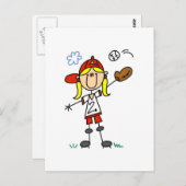 Girl Baseball Player Tshirts en Gifts Briefkaart (Voorkant / Achterkant)