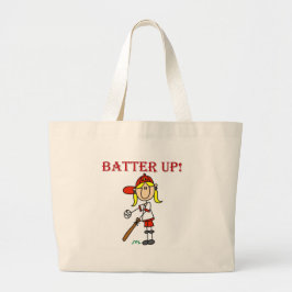 Girl Batter Up Baseball Tshirts en Gifts Grote Tote Bag