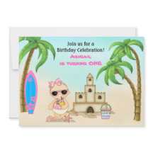 Girl Beach Baby Sandcastle, Surfboard 1 Birthday
