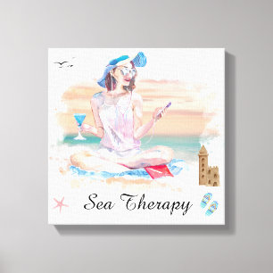 *~* Girl Beach Mobil Phone Streted Canvas Afdrukke