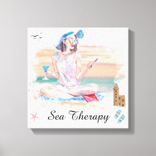 *~* Girl Beach Mobil Phone Streted Canvas Afdrukke (Voorkant)