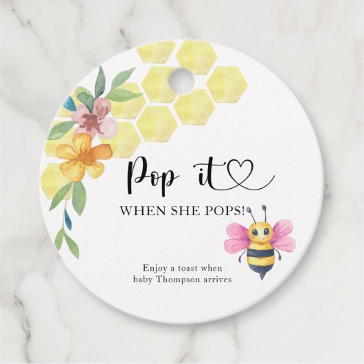 Girl Bee Pop it When She poppen Bedankjes Labels (Voorkant)