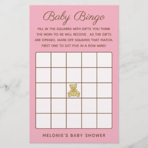 Girl Beer Baby shower Bingo Game Flyer