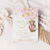 Girl Beer Hot Air Ballon Pink Gold Baby shower Kaart