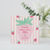 Girl Berry First Birthday Party Invitation (Staand voorkant)
