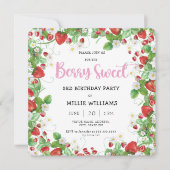 Girl Berry Sweet Square Birthday Party Kaart (Voorkant)