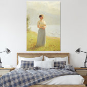 Girl Beside A Fjord Canvas Afdruk (Insitu (Slaapkamer))
