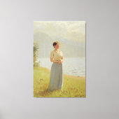 Girl Beside A Fjord Canvas Afdruk (Voorkant)