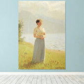 Girl Beside A Fjord Canvas Afdruk (Insitu (Houten vloer))