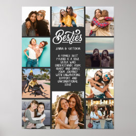 Girl Besties 10 foto's aangepaste tekst grijze ach Poster