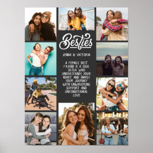 Girl Besties 10 foto's aangepaste tekst grijze ach Poster