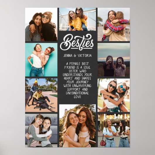 Girl Besties 10 foto's aangepaste tekst grijze ach Poster (Voorkant)