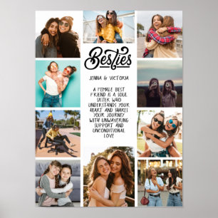 Girl Besties 10 foto's aangepaste tekst zwart lett Poster