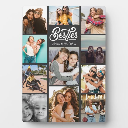 Girl Besties 11 foto's collage script witte letter Fotoplaat (voorkant)