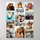 Girl Besties 11 foto's collage script zwarte font Poster (Voorkant)