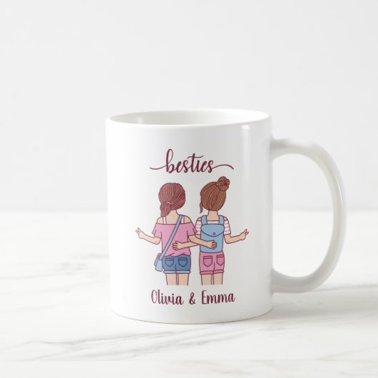 Girl Besties Best Friends Personalized Koffiemok (Rechts)