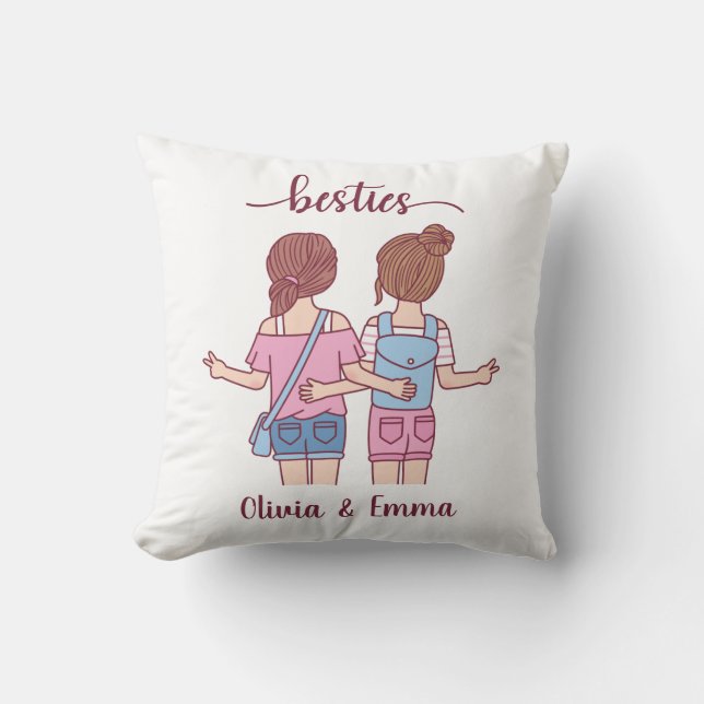 Girl Besties Best Friends Personalized Kussen (Voorkant)