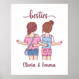 Girl Besties Best Friends Personalized Poster