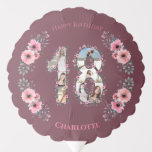 Girl Big 18th Birthday Foto Collage Pink Flower Ballon<br><div class="desc">Creëer een achttiende verjaardag zeven foto's collage in een 18-voudige vorm. Verkleurd met mooie en mooie waterverf bloemen en groen bladeren. Geweldig cadeau van 18e verjaardag voor meisjes. Speciaal nummer 18 fotocollage voor een uniek en zeer speciaal product.</div>