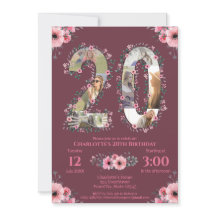 Girl Big 20th Birthday Foto Collage Pink Flower