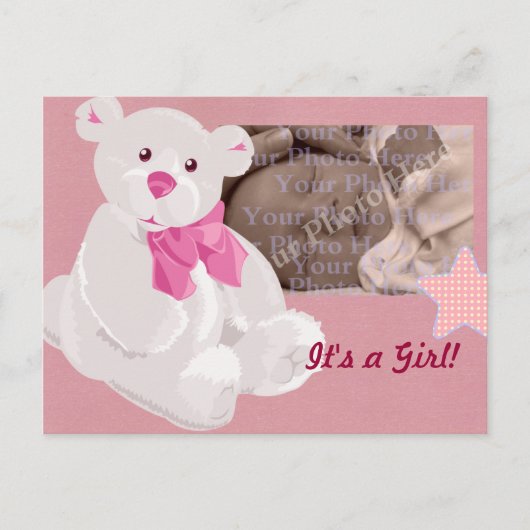 Girl Birth Announcement Briefkaart (Voorkant)